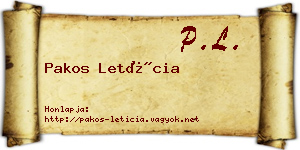 Pakos Letícia névjegykártya